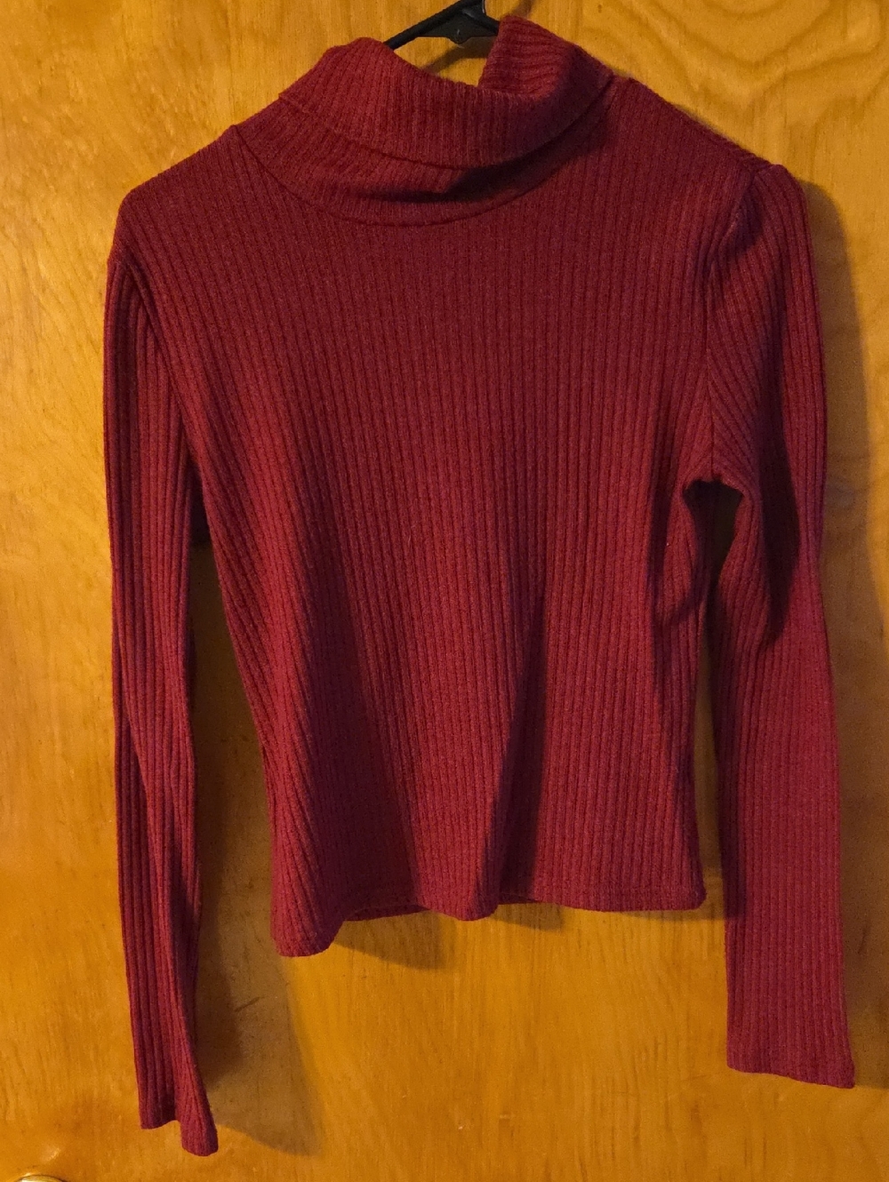 SHEIN Ribbed Turtleneck Sweater in Wine Red